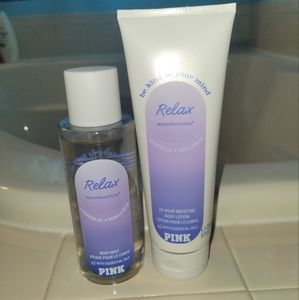Victoria's Secret Pink Relax Body Cream and Mist Full Size Bundle. Brand New